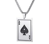 Jewelry Punk Rock Stainless Steel Texas Hold'em Poker, A and K Pendant Necklace, I wish it can bring you good luck