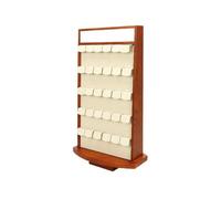 Jewelry rack Wooden Double-sided Manual Earrings Display Rack Jewelry Counter Large Capacity Storage Window Props Jewelry Organizer(Beige)