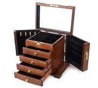 Jewelry rack Wooden Jewelry Box 5-Tier Vintage Case with Mirror | For Earrings Rings Necklaces and More