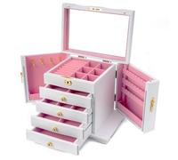 Jewelry rack Wooden Jewelry Box 5-Tier Vintage Case with Mirror | For Earrings Rings Necklaces and More
