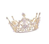 Jewelry Rhinestone Princess Rhinestones Crystal Square Holidays Bridal Brides Golden Tiara Prom Wedding Crowns Luxury Accessories Pearl for Round Queen Headband Hair Crown Party (gyllene Storlek 1)