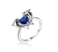 Jewelry Rings For Women - Dolphin Jewelry Zircon Animal Heart Rings, Fashion Romantic Couple Rings Wedding Engagement Ring Promise Statement Ring,As Shown,6