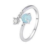 Jewelry Rings Set Delicate Temperament Open Opal Ring Female Cold Wind Personality Index Finger Ring Teen Beach Costumes for Girls (Silver, One Size)