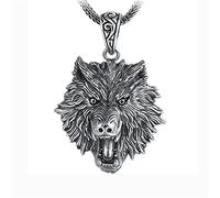 jewelry Roaring Wolf Head Pendant Necklace, Domineering Wolf Head S925 Sterling Necklace for Men,pendant + chain 60cm Jewelry for girls