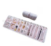 Jewelry Roll Bag, Foldable Jewelry Pouch with zipper pockets & snap loops | Travel Jewelry Storage Roll Case Tangle-free Storage, Jewelry Roll up Bag for Journey Rings, Necklaces, Earrings, Bracelets