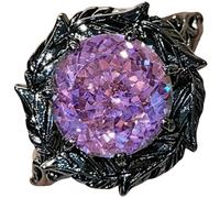 Jewelry Set Violet Stones Twisted Vine Rose Bloom Pendant Necklace Crystal Accent Earrings Ring for Women Occasion