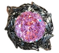 Jewelry Set Violet Stones Twisted Vine Rose Bloom Pendant Necklace Crystal Accent Earrings Ring for Women Occasion