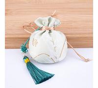 Jewelry Silk Drawstring Pouch, Embroidered Brocade Jewelry Silk Purse, 4 Pcs Chinese Embroidered Sachet Bag Dragon Boat Festival Blessing Pouches Drawstring Present Bag Empty(Light Green)