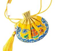 Jewelry Silk Drawstring Pouch, Embroidered Brocade Jewelry Silk Purse, 4 Pcs Sachet Bags Chinese Dragon Boat Festival Blessing Pouches Drawstring Present Bag Empty Scent Bag(Yellow)