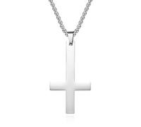 Jewelry Stainless Steel Inverted Cross Necklace, St. Peter's Pope Titanium Steel Cross Pendant