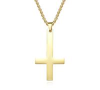 Jewelry Stainless Steel Inverted Cross Necklace, St. Peter's Pope Titanium Steel Cross Pendant