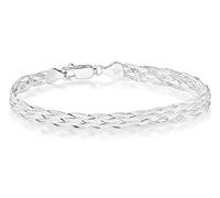 jewelry Sterling Silver Italian 6-Strand Diamond-Cut 7mm Braided Herringbone Chain for Women Teen Girls Inch 925 Italy Bracelet