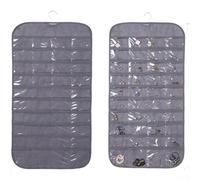 Jewelry Storage Bag, 80 Pockets Nonwoven Hanging Organizer, Dual-Sided Transparent Window Design, Dustproof Waterproof Protection, Rotating Hooks for Bedroom Bathroom Closet Organization(Gray)