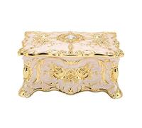 Jewelry Storage Box, Vintage Jewelry Box, Jewelry Box for Women, White Golden Trim Rectangular Trinket Decorative Storage Box for Women Girls