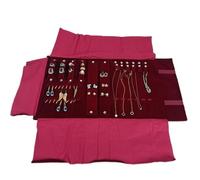 Jewelry Storage Roll Bag Portable Jewelry Roll Untangled Secure Necklace Travel Storage Bag Displays Holder Chain PU Leather Velvet Black And Gray(Wine red)