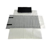 Jewelry Storage Roll Bag Portable Jewelry Roll Untangled Secure Necklace Travel Storage Bag Displays Holder 16 Chain PU Leather Velvet Black And Gray(Black Velvet Grey)