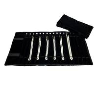 Jewelry Storage Roll Bag Portable Jewelry Roll Untangled Secure Necklace Travel Storage Bag Displays Holder 16 Chain PU Leather Velvet Black And Gray(All black velvet)