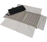 Jewelry Storage Roll Bag Portable Jewelry Roll Untangled Secure Necklace Travel Storage Bag Displays Holder 16 Chain PU Leather Velvet Black And Gray(Black PU grey)