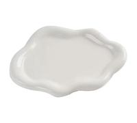 Jewelry Tray 2 Pcs Art Deco Concrete Tray Simple Irregular Oval Jewelry Display Plate for Home Decor Serving Decoration(White)