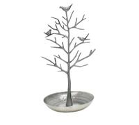 Jewelry Tree Double Layer Metal Alloy Bird Tree Earring Display Stand Jewelry Sycamore Shape Artistic Style(Ancient Silver Bird Tree)