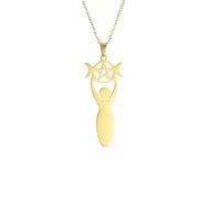 Jewelry Unisex Stainles Stell Fertility Spiral Moon Goddess Necklace Feminine Energy Crescent Wiccan Magic Stainless Steel Jewelry Fashion Trendy Accessories Creative For Women And Men
