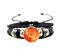 Jewelry Woman Universe Sky Moon Bracelet Jewelry Gemstone Leather Hand-Woven Bracelet Time Glass Bracelets Teen Boy Watch (H, One Size)