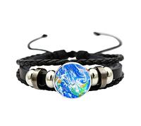Jewelry Woman Universe Sky Moon Bracelet Jewelry Gemstone Leather Hand-Woven Bracelet Time Glass Bracelets Teen Boy Watch (G, One Size)