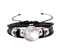 Jewelry Woman Universe Sky Moon Bracelet Jewelry Gemstone Leather Hand-Woven Bracelet Time Glass Bracelets Teen Boy Watch (I, One Size)