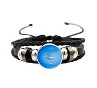 Jewelry Woman Universe Sky Moon Bracelet Jewelry Gemstone Leather Hand-Woven Bracelet Time Glass Bracelets Teen Boy Watch (L, One Size)