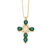 Jewelry Women'S Pendant Necklace Valentine'S Day Statue Pendant Necklace For Female Minority Fashion Versatile Zircon Chain Small (Green, One Size)