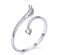 Jewelry -Women'S Ring Sterling Silver Heart Shaped Love Angel Wings Adjustable R Nice Processed