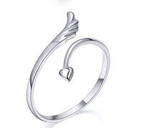 Jewelry -Women'S Ring Sterling Silver Heart Shaped Love Angel Wings Adjustable Ring Stable