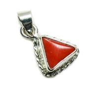 Jewelryonclick 3 Carat Natural Genuine Triangle Gemstone Coral Pendant Charm 92.5 Sterling Silver