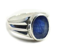 Jewelryonclick 5 Carat Gemstone Natural Blue Sapphire Mark Silver Ring for Men in Size I,J,P,S,T,U,W,X,Z
