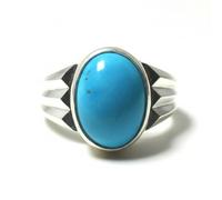 Jewelryonclick 925 Sterling Silver 7 Carat Natural Turquoise Oval Cabochon Men's Ring - Bold Statement Signet Style for Anniversary, Wedding, Birthday, Vintage Classic Design in Size U