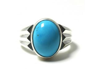 Jewelryonclick 925 Sterling Silver 7 Carat Natural Turquoise Oval Cabochon Men's Ring - Bold Statement Signet Style for Anniversary, Wedding, Birthday, Vintage Classic Design in Size U