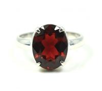Jewelryonclick .925 Sterling Silver 7 Carat Real Hessonite Garnet Oval Solitaire Prong Ring for Women - Timeless Anniversary Birthday Engagement Wedding Gift - Classic Elegant Style Y
