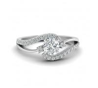 Jewelryonclick 925 Sterling Silver Women's Swirl 3 Stone Round Created Cubic Zirconia Engagement Ring. Elegant Bridal Promise Anniversary Wedding Band & Fashion Daily Wear Gift for Her.