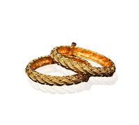 Jewelryonclick Fine and Antique Bangle Bracelet Unique Yellow Gold Plated Kada Set Latest Desiger Casual Jewellery Gift for Mother Set of 4 K 1625-6