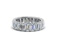 JewelryonClick Modern Eternity Band 925 Sterling Silver White Cubic Zircon Channel Emerald Cut Friendship Day Chunky Promise Ring Daily wear Party wear Gift for Womens and Girls Size P