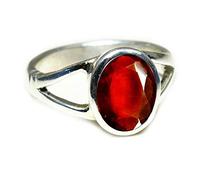 Jewelryonclick Natural Hessonite Garnet Silver Cut Ring For Women 5 Ct Gemstone January Birthstone Size Q