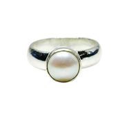 Jewelryonclick Natural South Sea Pearl Silver Rings for Men 5 Carat Gemstones June Birthstone Size K