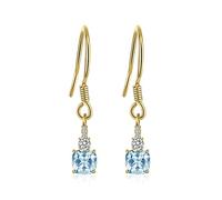 JewelryPalace 1.5ct Cushion Cut Genuine Sky Blue Topaz Dangle Earrings for Women, 14k White Yellow Rose Gold Plated 925 Sterling Silver Drop Earrings for Her, Fashion Natural Gemstone Jewellery Sets