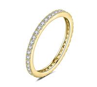 JewelryPalace 1.5mm Half Eternity Moissanite Wedding Band Stacking Ring Ehancer 14K Yellow Gold 925 Sterling Silver 6.5