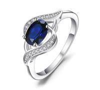 JewelryPalace 1ct Oval Royal Blue Created Spinel Rings for Women, 14K Yellow Gold Plated Ring for Girl, Gemstone Jewelry Sets Promise Rings T