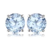 JewelryPalace 2ct Elegant Woman’s Natural Sky Blue Topaz Ring 925 Sterling Silver Stud Earrings