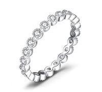 JewelryPalace 925 Sterling Silver Wedding Bands Cubic Zirconia stack Infinity ring 0.4 ct 2.8mm 14K gold plated anniversary ring for her size L