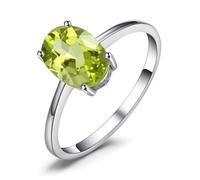 JewelryPalace Class Peridot Colored Cubic Zirconia Garnet Amethyst Citrine Blue Topaz Birthstone Solitaire Engagement Rings for Women, Anniversary 14K White Gold Plated Promise Rings for Her S