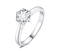 JewelryPalace Classic 1ct Cubic Zirconia Solitaire Engagement Rings for Women, 14K White Gold Plated Promise Ring for Her, Round Cut CZ Anniversary Wedding Rings size H