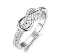 JewelryPalace Double Infinity Knot Cubic Zirconia Promise Rings for Women, Love Twisted 14K White Gold Plated Ring for Girl, CZ Gemstone Jewellery Sets Rings J R